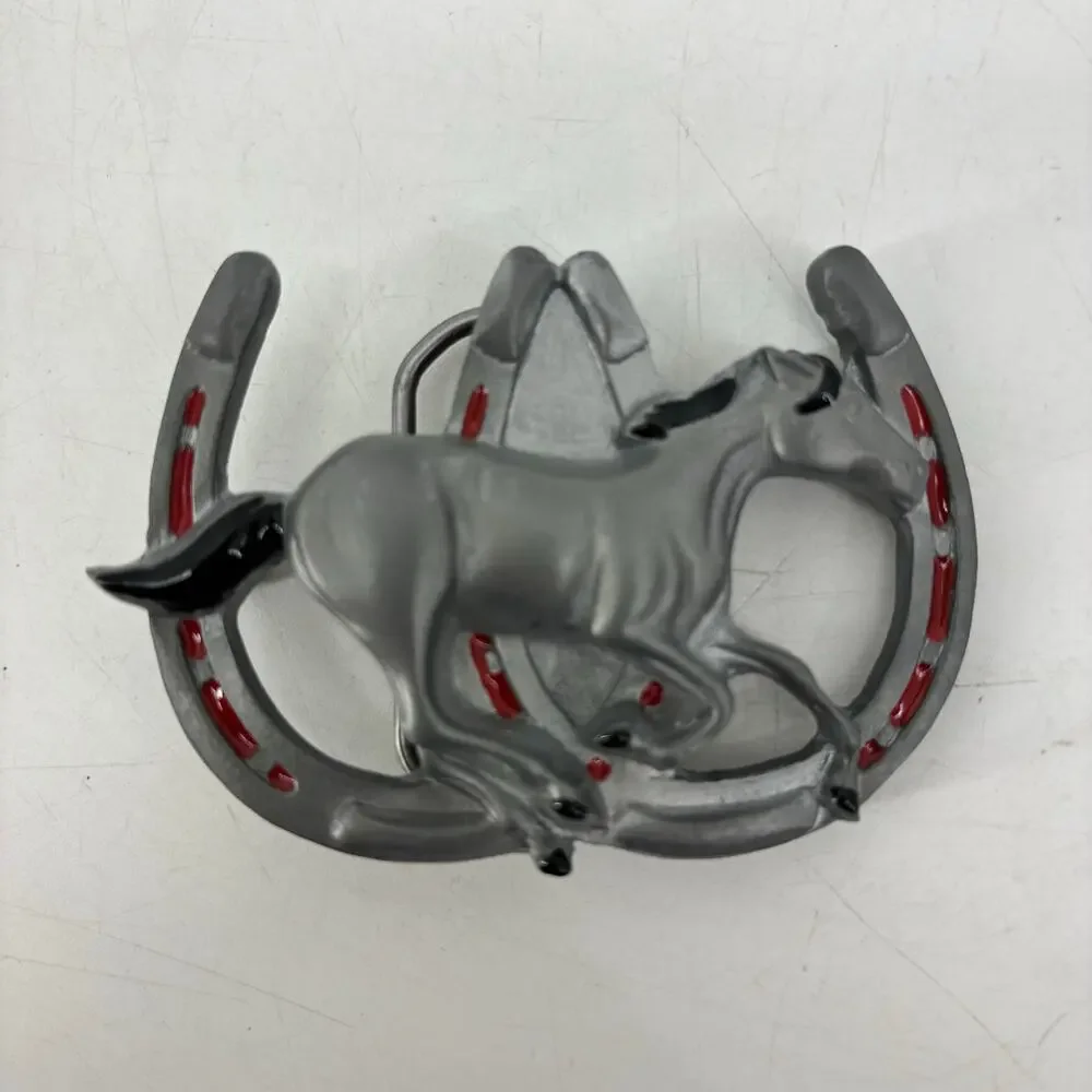 Great American Buckle Co. Horse & Horseshoe Belt Buckle Enamel